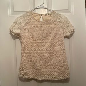 Cream lace short sleeved top